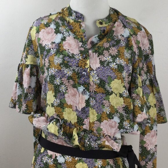 Rokh Silk Split Floral Asymmetrical Dress 4-6 - Picture 5 of 13